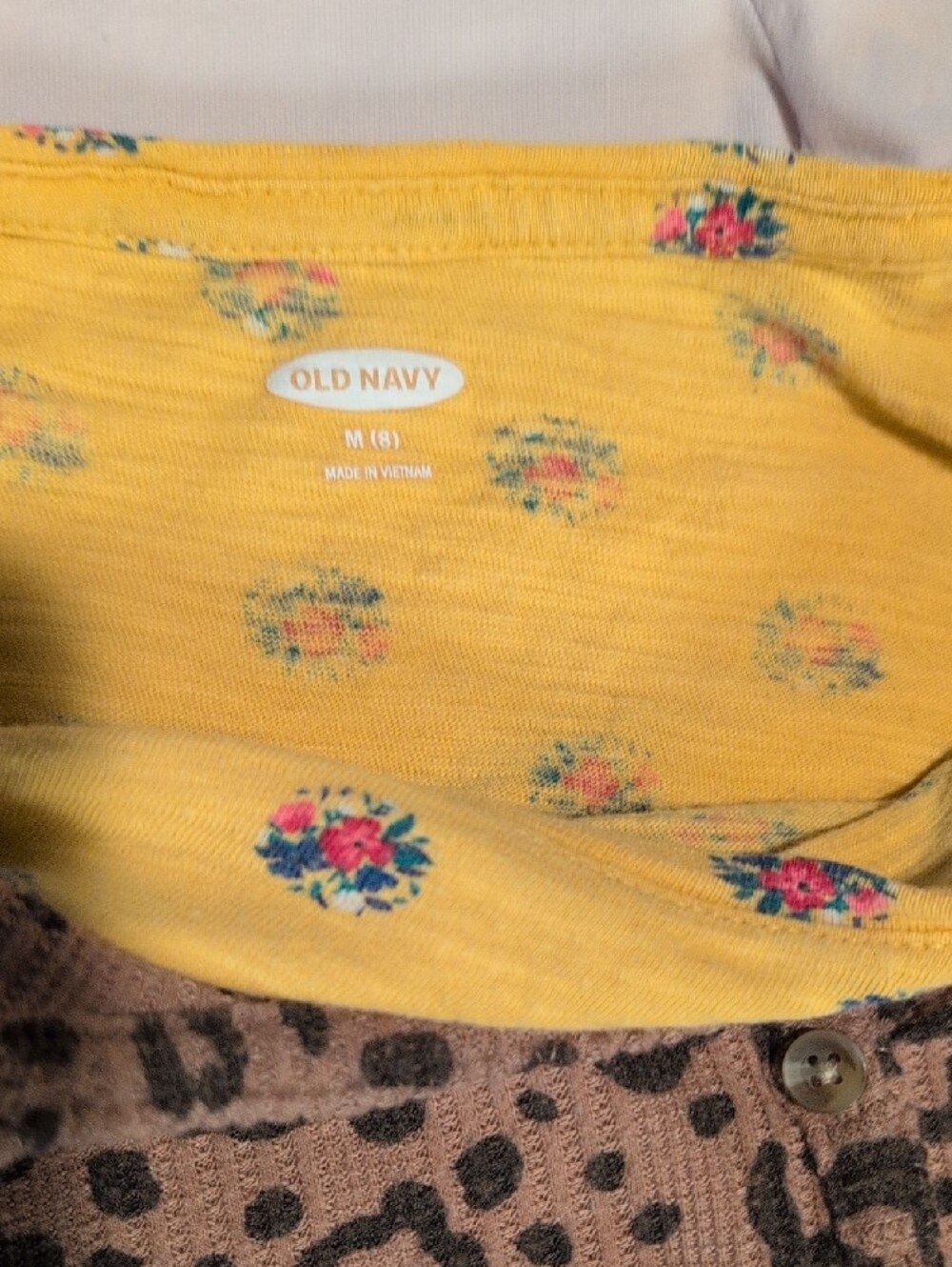 Bundle Of Girls' Long Sleeve 3-Pack - Light Pink, Yellow Floral, Brown Leopard - Picture 3 of 4